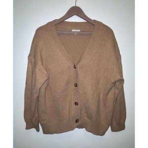 LOU & GREY TAN OVERSIZED KNIT CARDIGAN SIZE LARGE